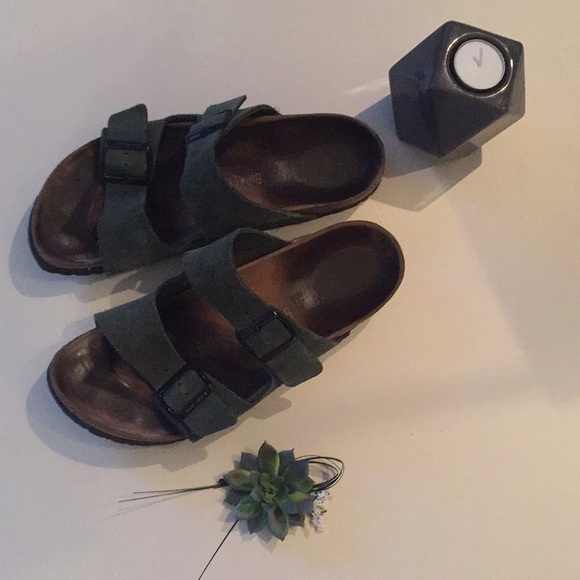Birkenstock Shoes - Green suede Birkenstock